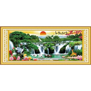 Tranh thêu chữ thập phong cảnh Lưu Thủy Sinh Tài MN0007