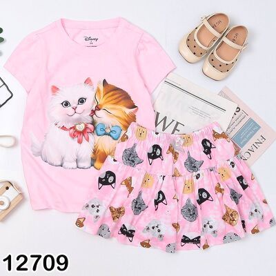 BỘ ÁO VÁY DISNEY IN HÌNH 3D KHÔNG BONG TRÓC CHO BÉ GÁI 17-50KG