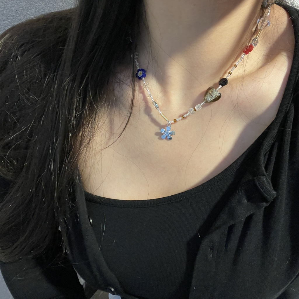 Vòng Cổ Chuỗi Hạt Hình Trái Tim Phong Cách Harajuku