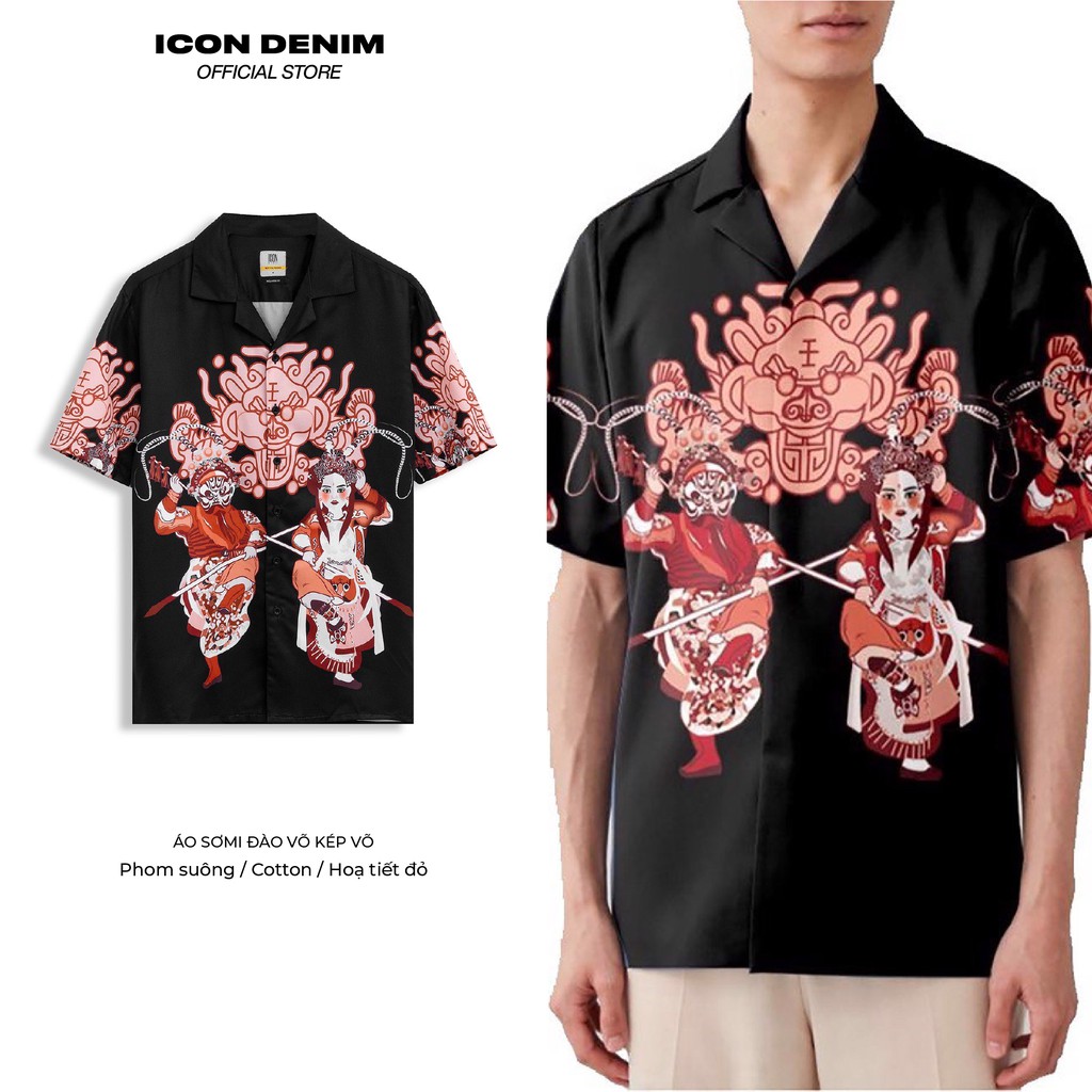 Áo Sơ Mi Nam ICON DENIM Tay Ngắn Cổ Vest Relax Fit Đào Võ Kép Võ