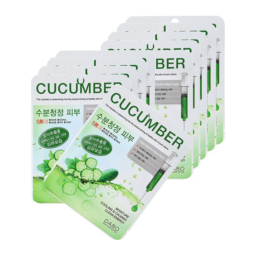 Mặt nạ đắp mặt dưa leo cao cấp Dabo First Solution Mask Pack Cucumber 23g/miếng Bộ 10 miếng