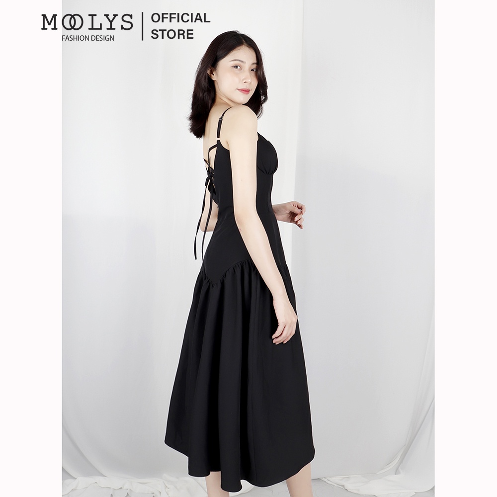 Đầm dự tiệc hai dây midi sang chảnh Moolys MD016