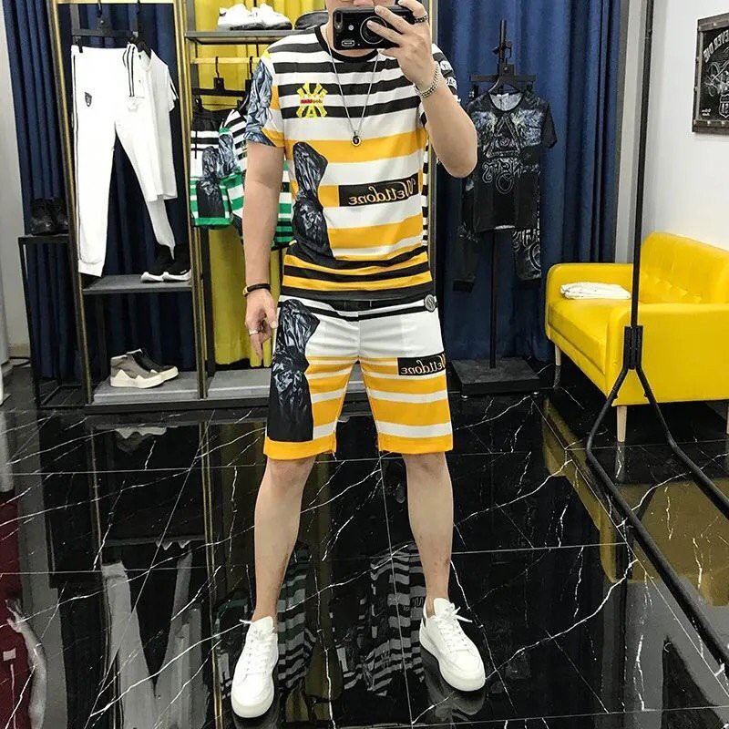 Bộ thể thao nam Bộ Sọc kẻ Đồ bộ nam V03