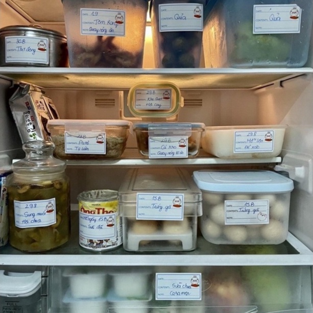 (Không thấm nước - Không dính keo) Tem dán, nhãn dán ghi chú hộp đựng thực phẩm, khay trữ đông trong tủ lạnh