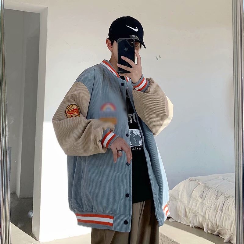 ÁO KHOÁC NHUNG TĂM RAPLAN Thêu DEEP END Hot - BOMBER Cúc Bấm Sọc Cầu Vồng Hồng Xanh phối thân Be | BigBuy360 - bigbuy360.vn