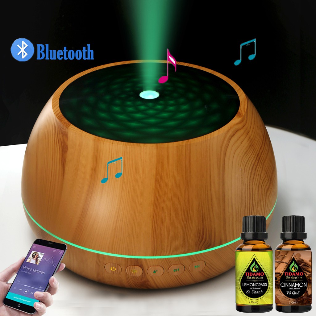 [Kèm Tinh Dầu] Máy Xông Tinh Dầu Có Loa Bluetooth Kết Nối Điện Thoại Nghe Nhạc, Dung Tích 1000ML Có Remote Điều Khiển