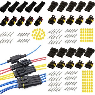15 Kits 2+3+4 Pin Way Car Sealed Waterproof Electrical Wire Connector Plug