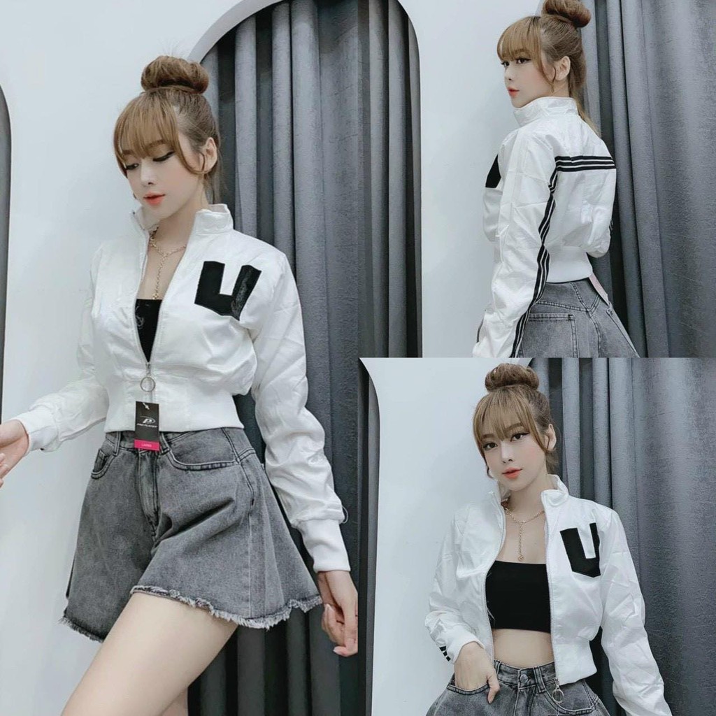 Áo Khoác Bomber Nữ Phi Xà Cừ Cao Cấp Thêu Logo Thời Trang Cực Sang Chảnh Mẫu Mới 2021