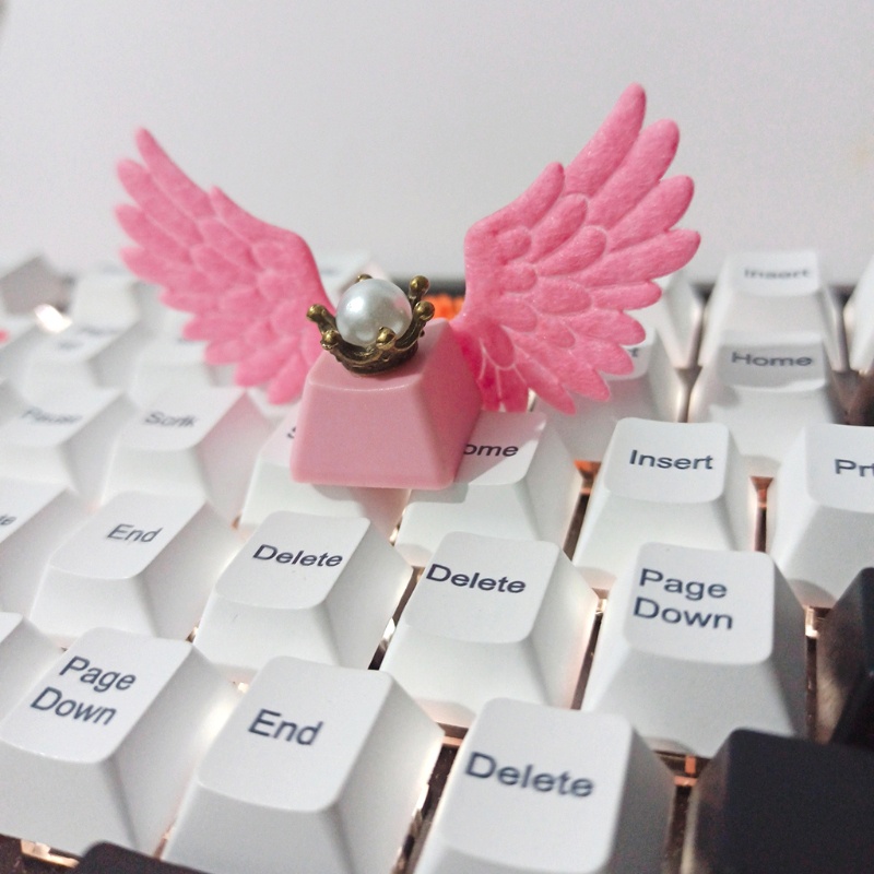 DOU DIY Personalized Keycap Beautiful Girl Angel Wing Pink Cute Keycap Mechanical Keyboard Kids Toys Animation