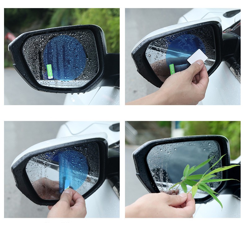 Miếng dán chống nước gương chiếu hậu ô tô, bộ 2 miếng dán chống mờ kính gương xe ô tô