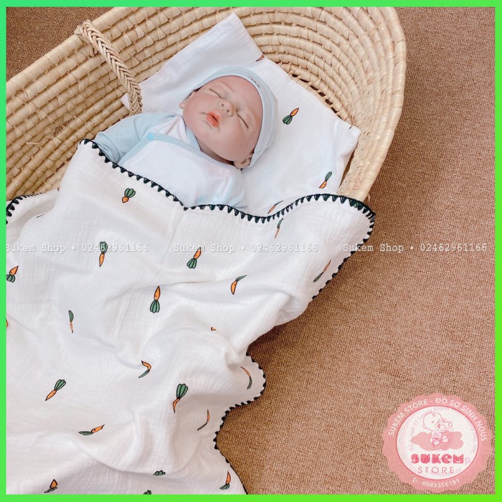 Chăn Xô Cho Bé 4 Lớp BéBé/Chăn Đắp Cho Bé Sơ Sinh Chất Xô Hàn Thoáng,Mềm, Siêu Nhẹ 70x90cm-100x120cm