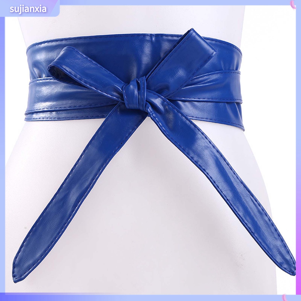 Sujianxia| Thắt Lưng Giả Da Màu Trơn Phong Cách Thanh Lịch Cho Nữ