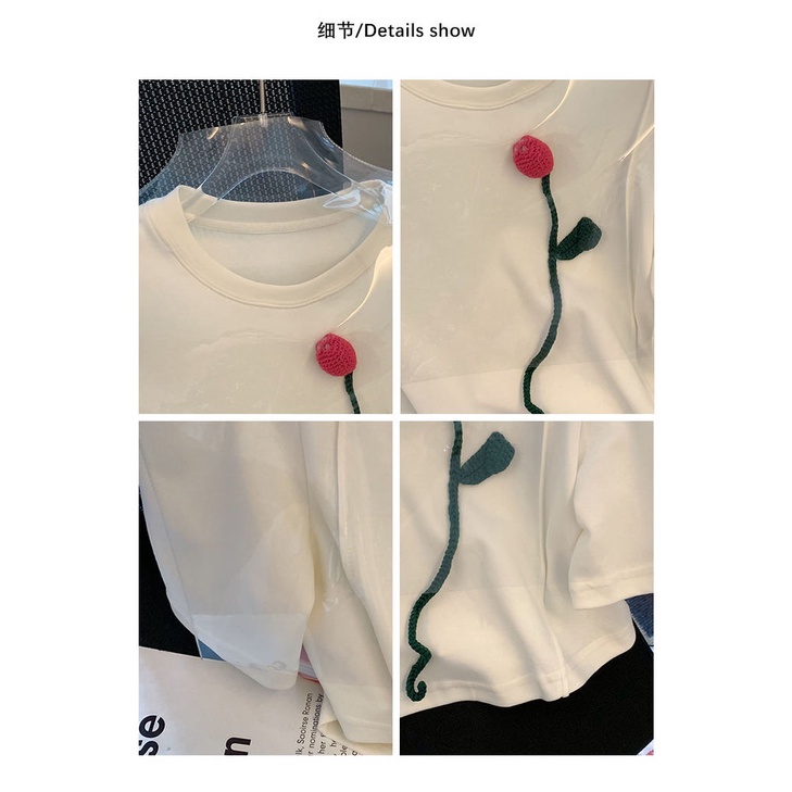 Áo Thun Ngắn Tay In Họa Tiết Hoa Phong Cách Hàn Quốc Dành Cho Nữ