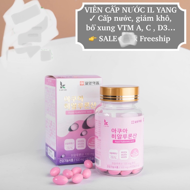 VIÊN CẤP NƯỚC DƯỠNG TRẮNG AQUA HYALURONIC ACID ILYANG ( HỘP 60 VIÊN )