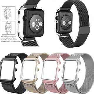 Dây đeo cổ tay bằng thép không gỉ có vỏ bảo vệ bằng kim loại cho Apple Watch 32mm / 42mm