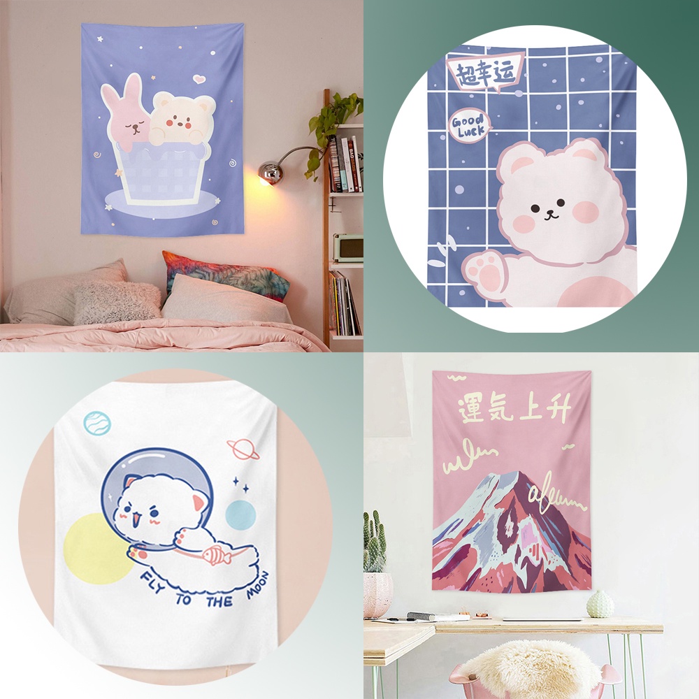 Thảm Treo Tường Họa Tiết Gấu Hoạt Hình Sáng Tạo 100x75cm