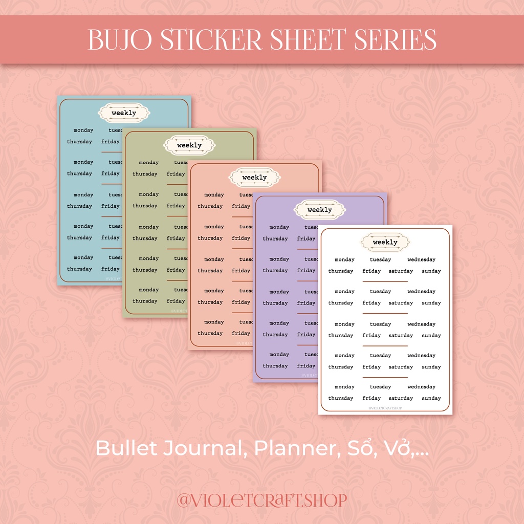 ✨ Sticker Sheet Ngày Tháng Bullet Journal / Hình Dán Ngày Tháng Vintage ✨