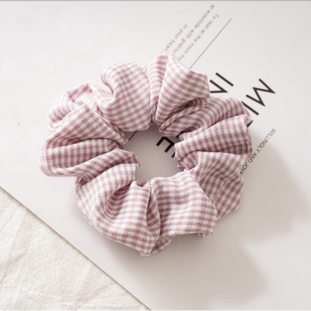 [Follow giảm ngay 10%][Giá Giảm Sốc] Dây Cột Tóc Vải Scrunchies Kẻ Caro Cực Đẹp