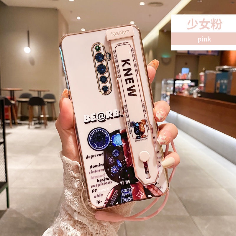 Ốp điện thoại QIANZI silicon có dây đeo cho Oppo Reno Reno2 Reno3 Reno2F 2Z Reno5 Reno6