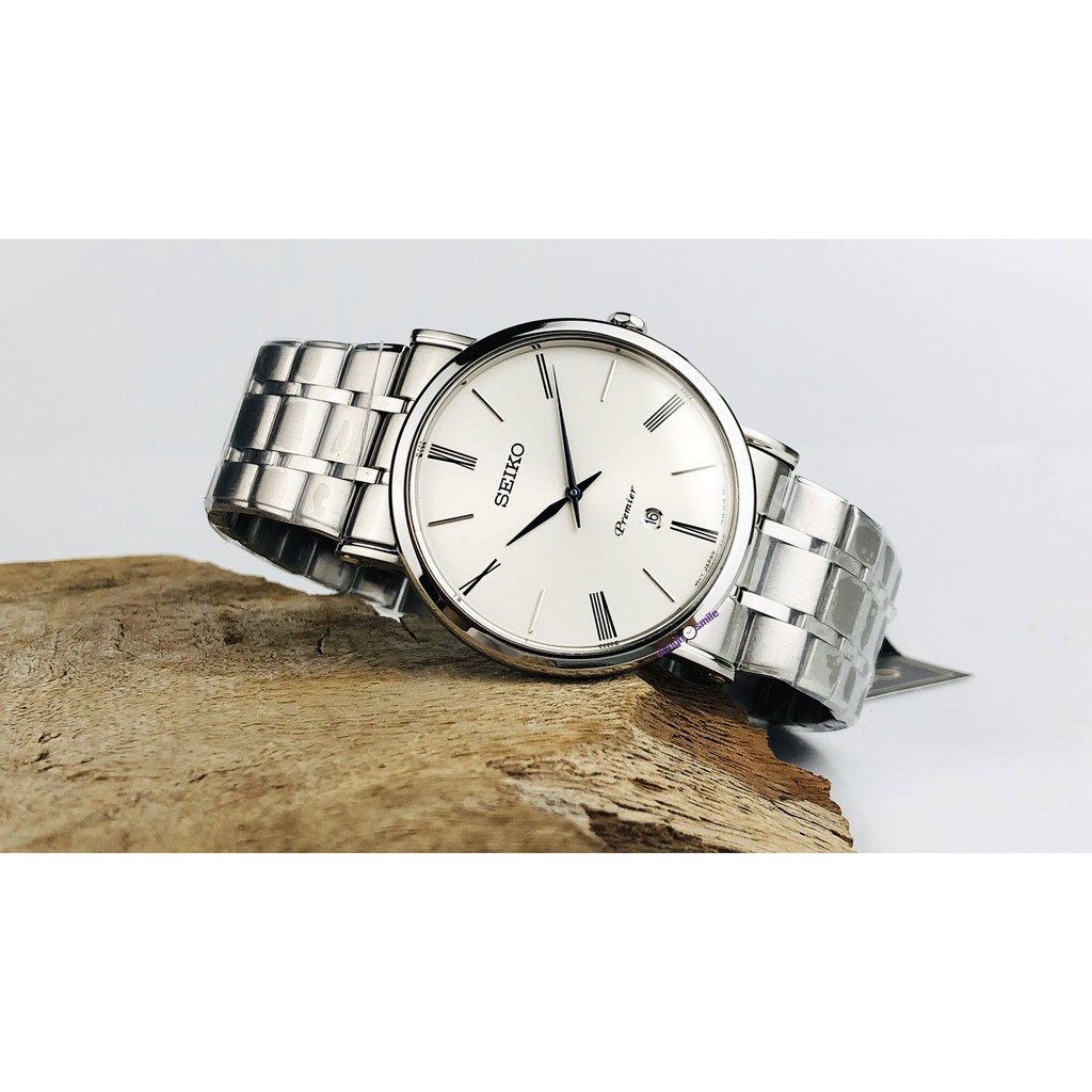 Đồng hồ nam Seiko premier SKP391 kính sapphire dây inox đúc