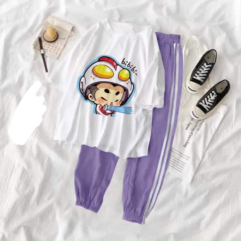 Set  Bộ Thể Thao Hoạt Hình Nữ Unisex