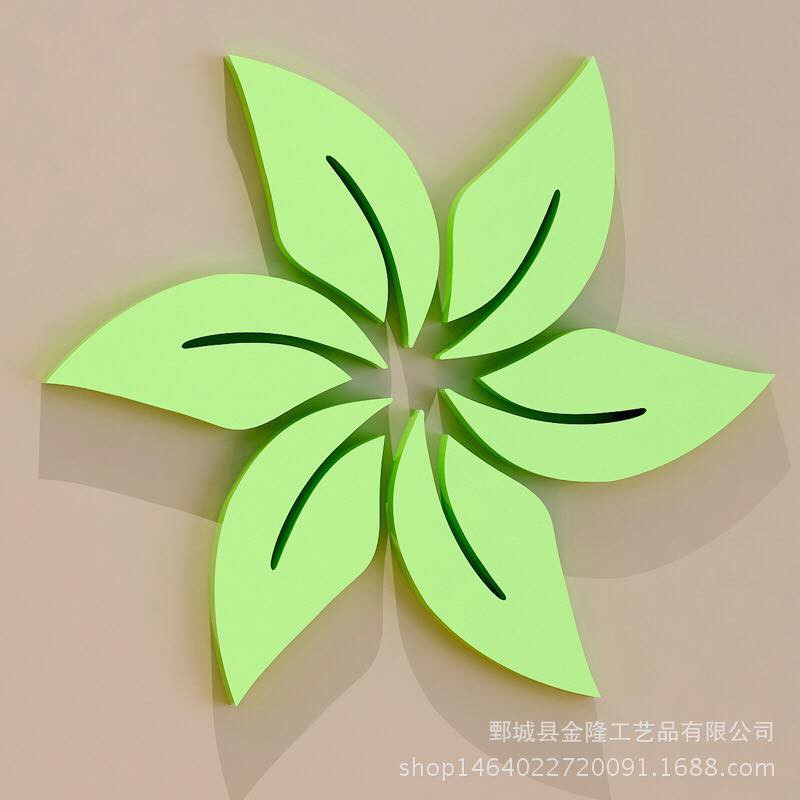 Bộ 6 lá đơn gỗ trang trí dán tường 3D (xanh hoặc trắng)