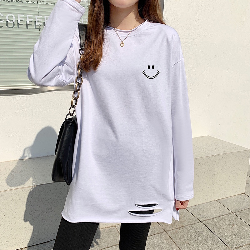 NRVP Áo Thun Nữ Tay Dài 100% Cotton Thời Trang Hàn Quốc