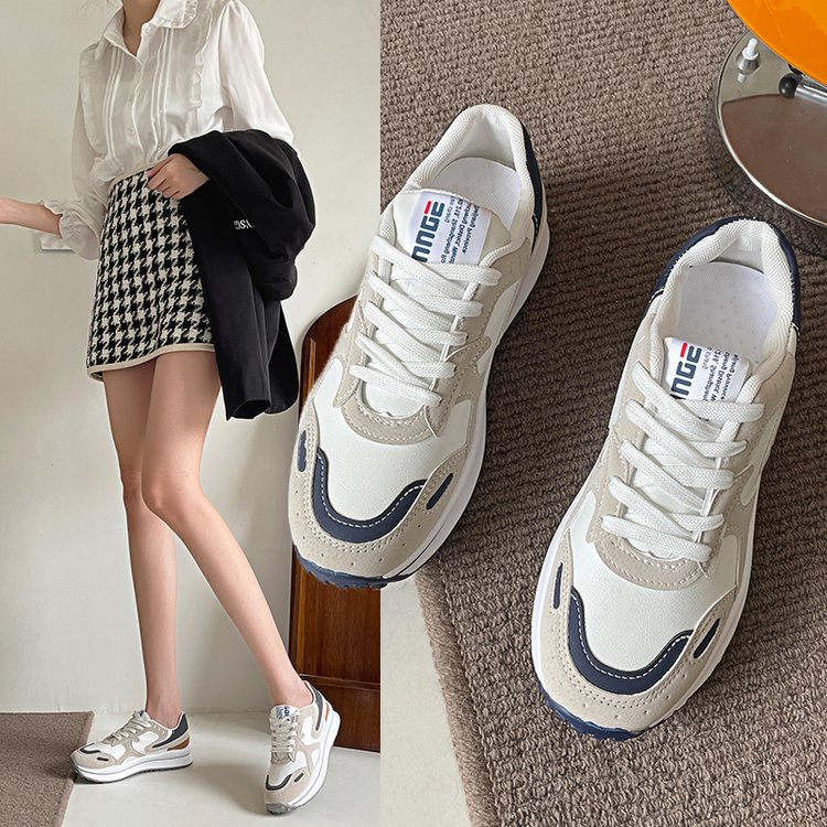 Giày Thể Thao Cột Dây Mũi Tròn Thoáng Khí Thoải Mái Phong Cách Mới