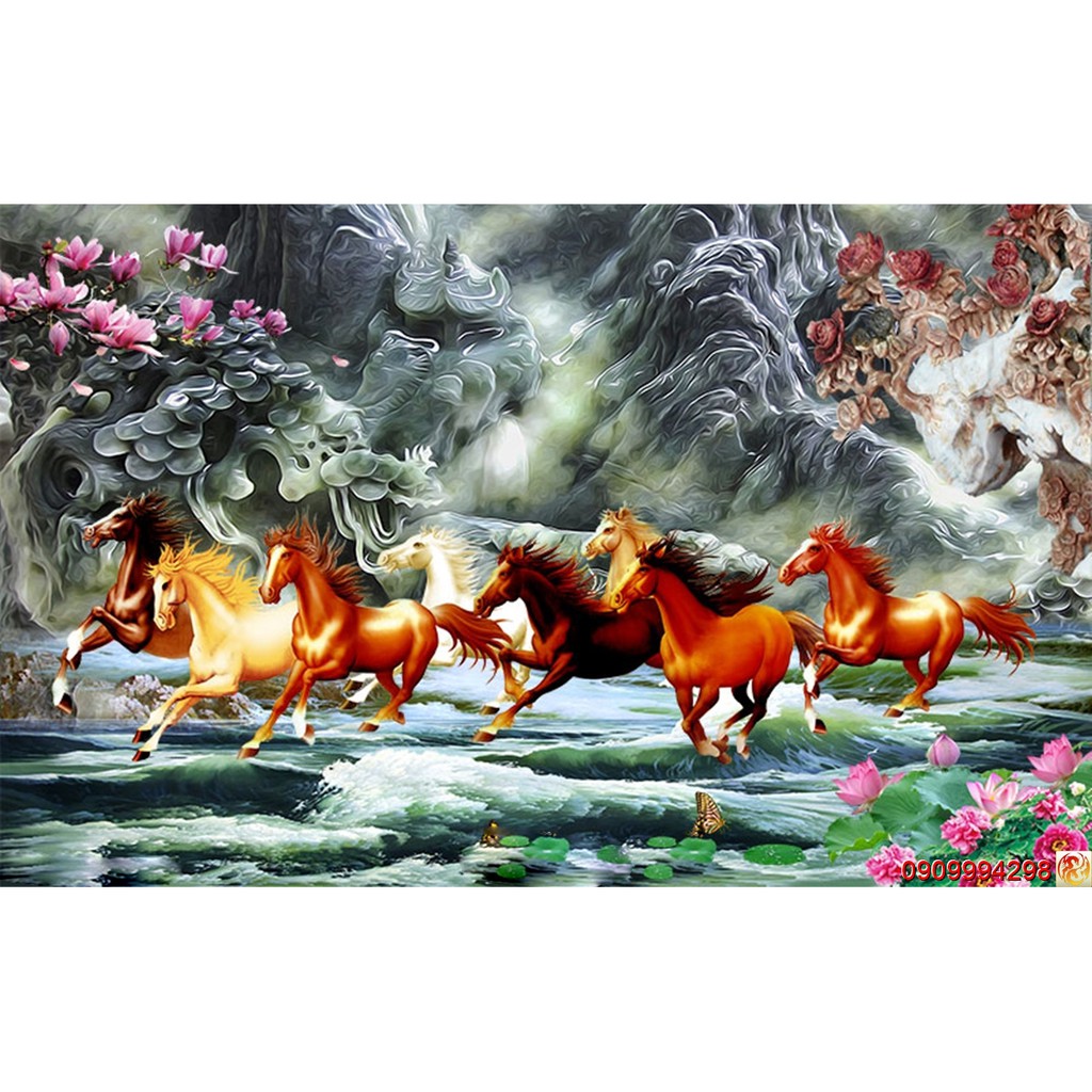 Tranh dán tường 3D mã đáo thành công