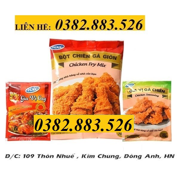 COMBO LÀM GÀ KFC BỘT CHIÊN GÀ GIÒN 1KG, GIA VỊ GÀ CHIÊN 50GR, GIA VỊ CAY 90GR