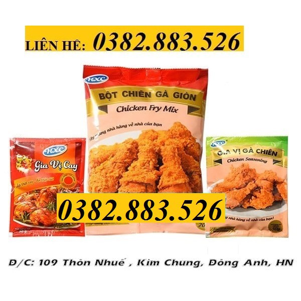 COMBO LÀM GÀ KFC BỘT CHIÊN GÀ GIÒN 1KG, GIA VỊ GÀ CHIÊN 50GR, GIA VỊ CAY 50GR