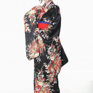 [Có Sẵn] Kimono Nữ Nhật Bản Yukata Nữ truyền thống Nhật Bản dành cho nữ màu đỏ đen kèm đai lưng và nơ lưng