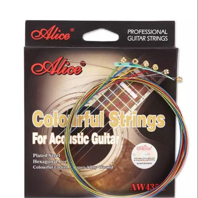 Bộ dây đàn guitar acoustic Alice AW435C nhiều màu - Alice AW435 C Acoustic Guitar Strings