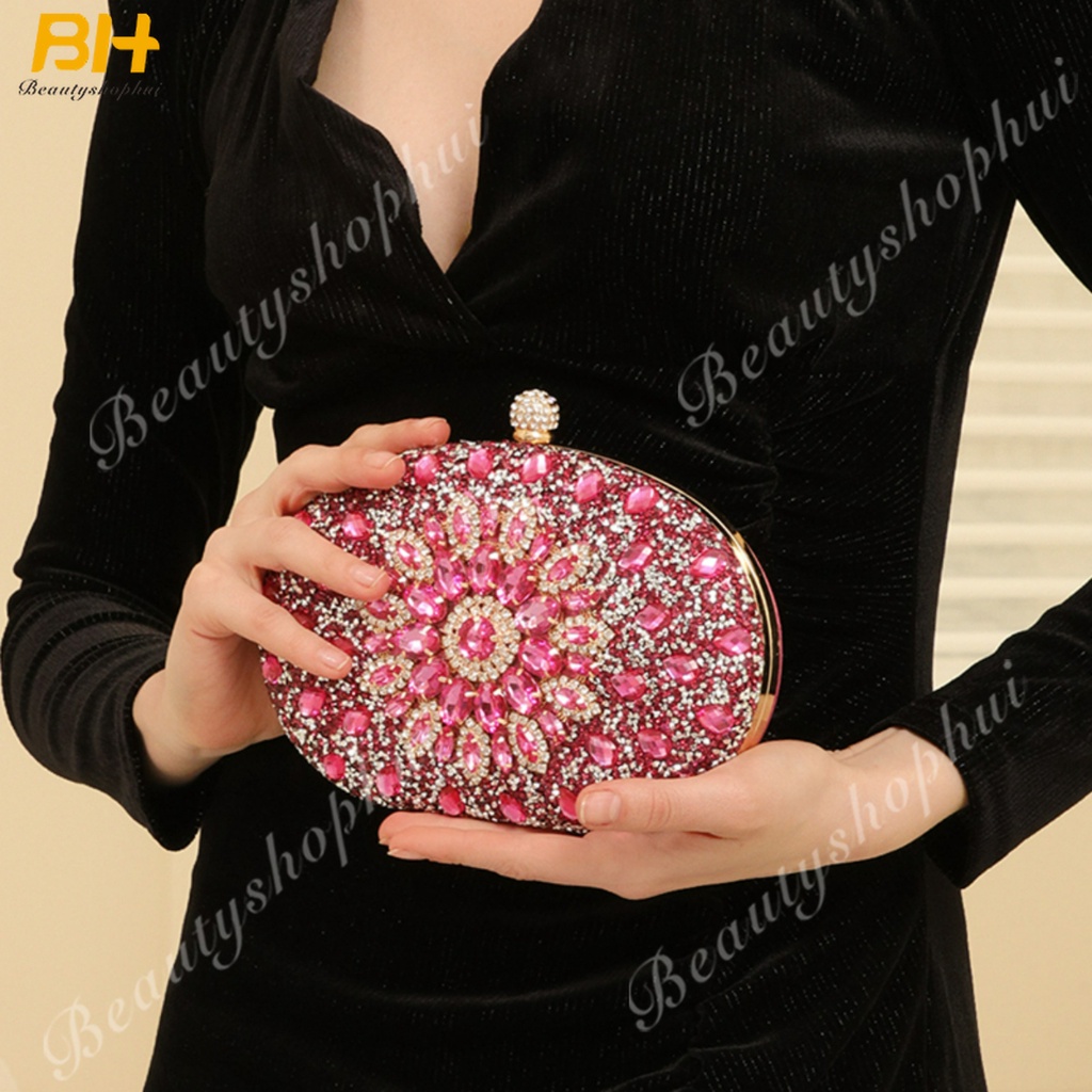 Ví Nữ Cầm Tay Đính Đá Hình Hoa Hướng Dương Thời Trang Mới 2022