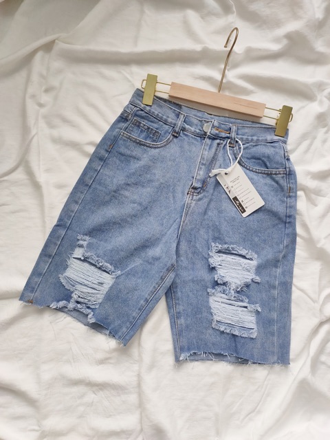 Quần jean ngố wash rách cá tính mã 107.NHA, kèm hình thật