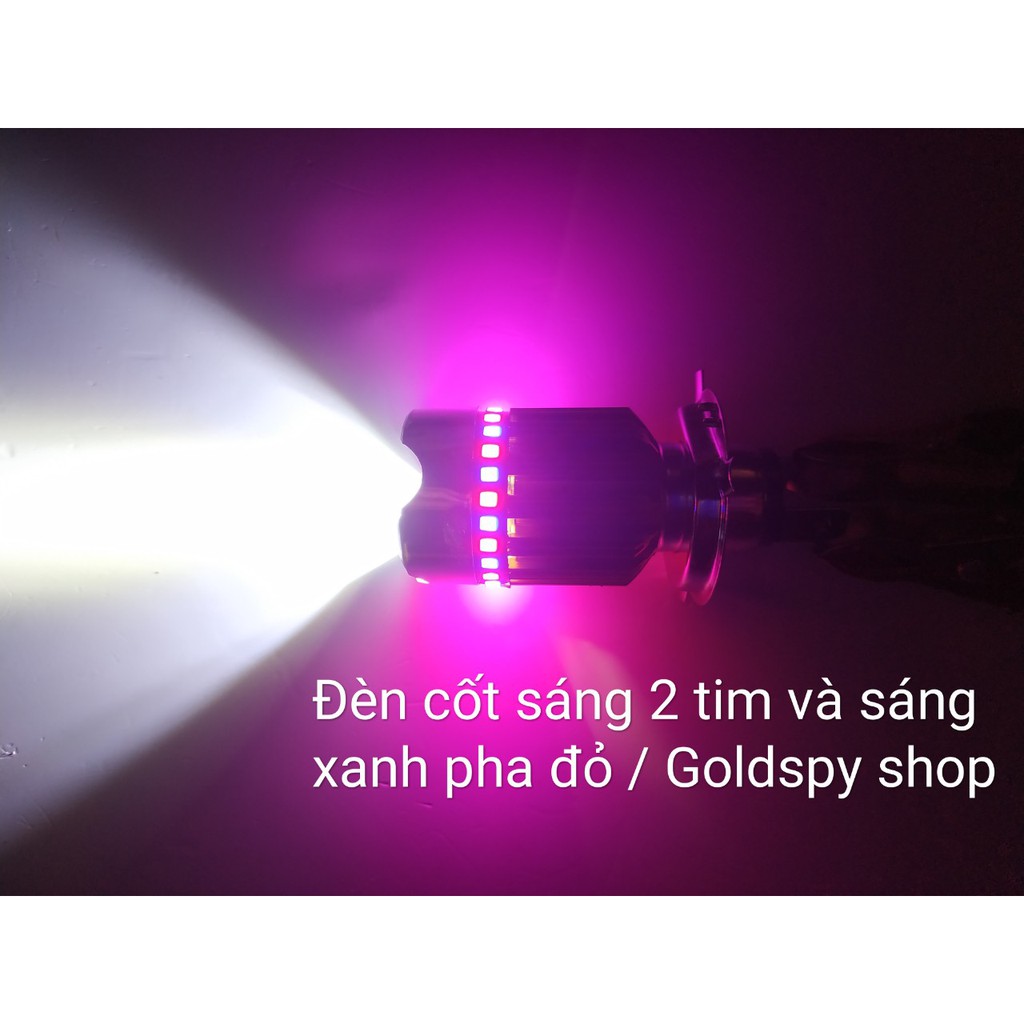 Đèn pha Led xe máy 7 màu 4 tim H4 ( giá 1 cái )