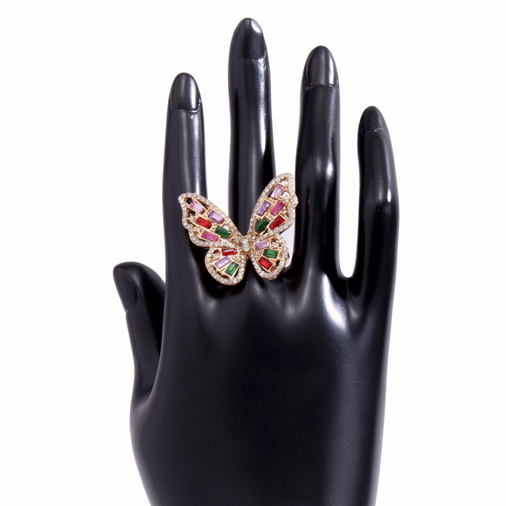 Nhẫn phối mặt hình bướm đính đá cỡ lớn phong cách Hàn Quốc sang trọng thời trang cho nữ