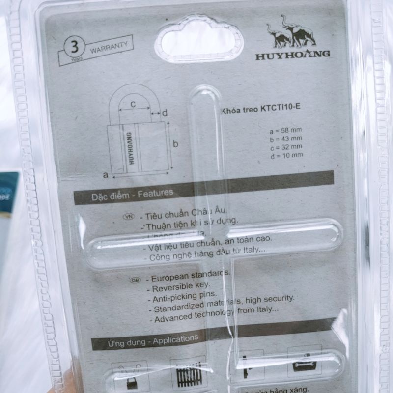 Ổ khoá HUY HOÀNG 4P 5P 6P Treo chìa Titanium