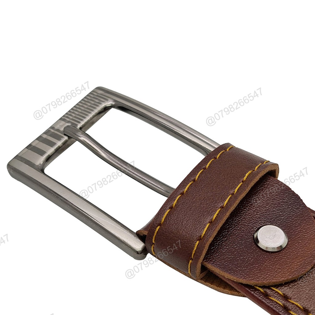 Thắt lưng da nam cao cấp DHM-183 | Khóa kim màu bạc nam tính | đục lỗ nguyên dây | Bảo hành 12 tháng