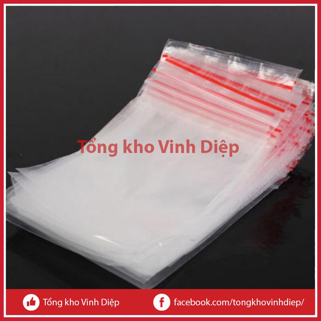 1kg túi zip chỉ đỏ trong suốt loại dày dặn đủ số đủ size