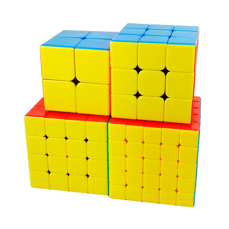 ✔️✔️ Combo Hộp 4 Rubik GEM 2x2 3x3 4x4 5x5 Xoay trơn mượt, bẻ góc tốt (Xanh) - TẶNG 1 VÒNG TAY ĐÁ NÚI LỬA