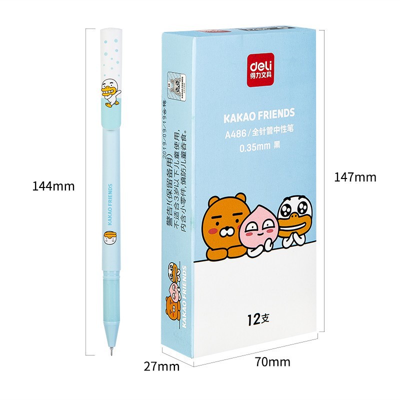 Set 3 Bút Bi Mực Đen Ngòi 0.5mm Hình Kakao Friends Dễ Thương Cho Văn Phòng Trường Học C7103