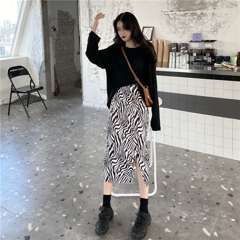 Chân Váy Dài Lưng Cao In Họa Tiết Ngựa Vằn Phong Cách Retro | BigBuy360 - bigbuy360.vn