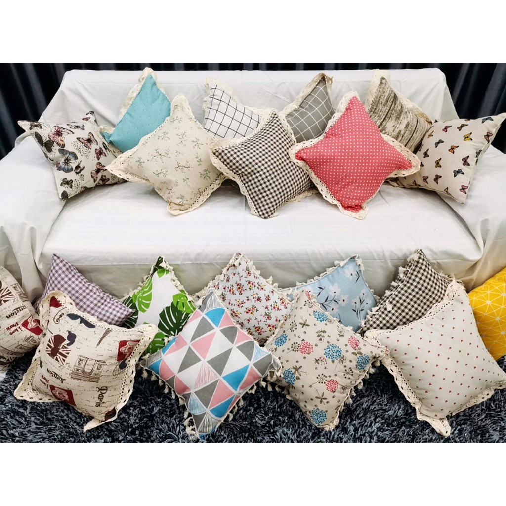 Gối tựa lưng văn phòng gối sofa đẹp trang trí decor 35cm x 35cm kèm ruột xinh xắn Nhà Xinh Decor chất liệu vải bố