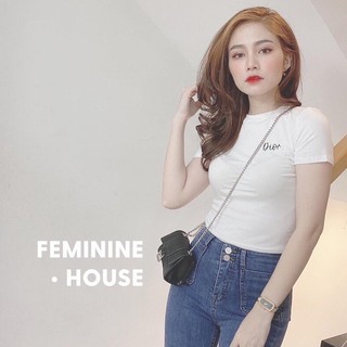 áo croptop cộc tay thêu chữ D cá tính