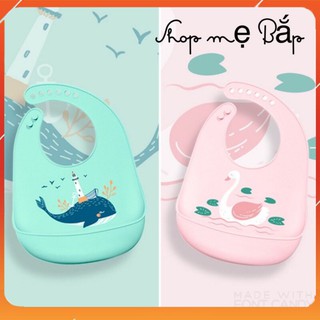 Yếm silicone ăn dặm chống nước cao cấp cho bé, yếm máng silicon cho bé tập ăn BLW ăn dặm kiểu nhật đồ dùng ăn dặm