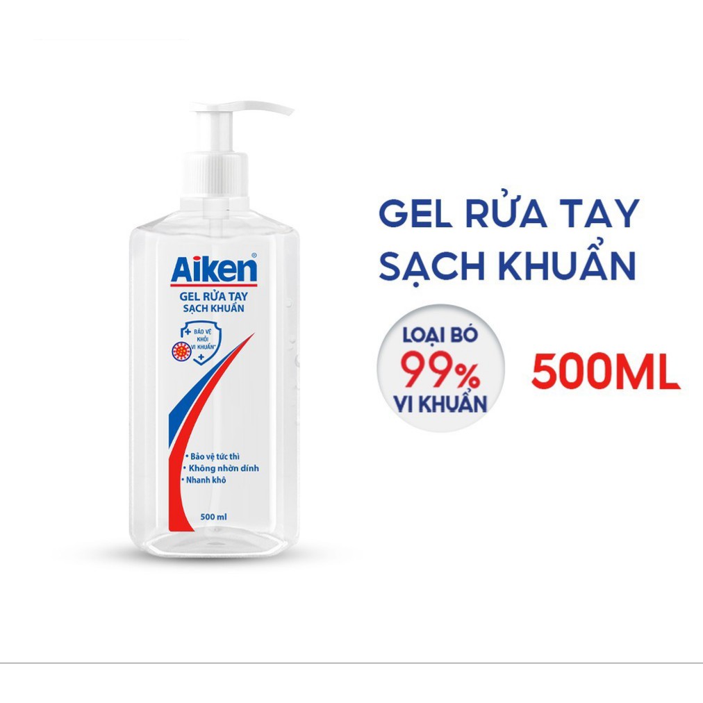 GEL RỬA TAY KHÔ AIKEN CHAI 500ML