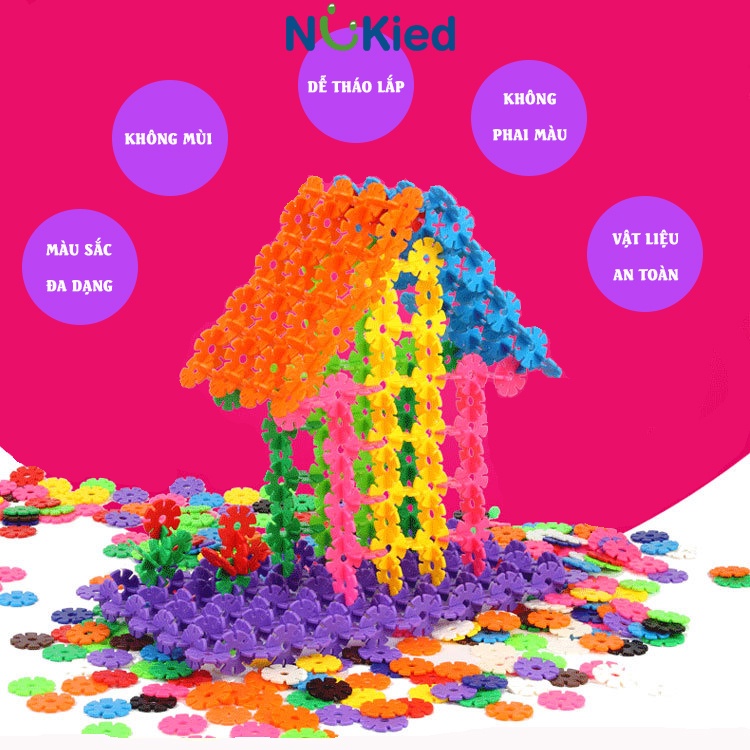 Đồ Chơi Cho Bé Lắp Ghép Xếp Hình Bông Tuyết Nhiều Màu Sắc _Sách Hướng Dẫn_ Đồ Chơi Thông Minh