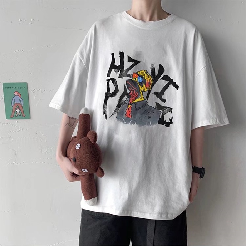 Áo Thun Dáng Rộng In Chữ Phong Cách Hàn Quốc Thời Trang Mùa Hè Cho Nam / Size M-8XL