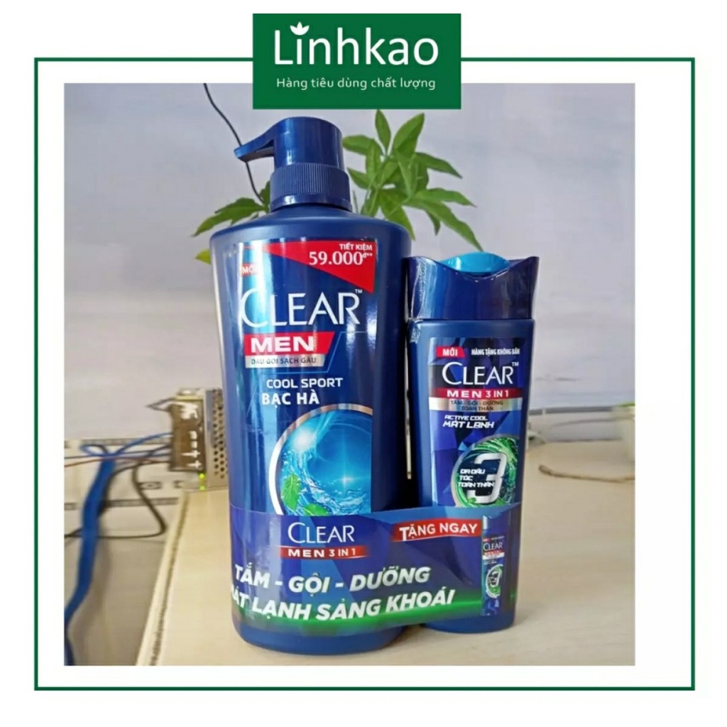 Dầu gội clear men bạc hà 630g khuyến mãi chai 140g